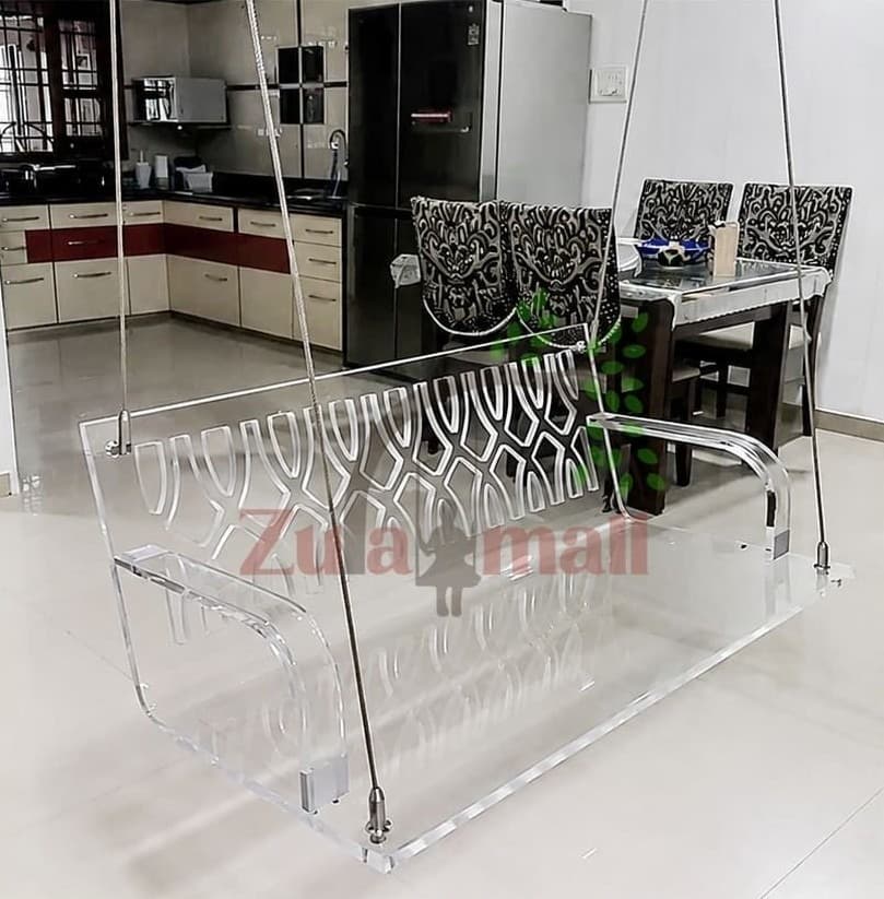 Acrylic Straight Transparent Swing With SS Rope