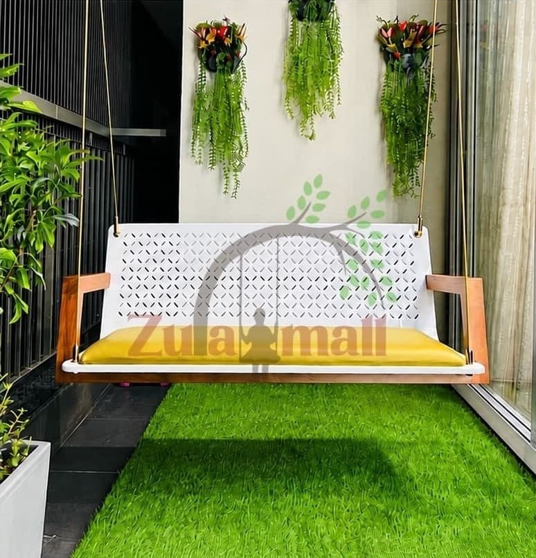 White Acrylic Swing With Gold PVD Coated Rope