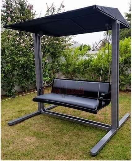 Outdoor Black Acrylic Swing With MS Stand And Roof thumbnail 2