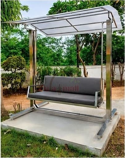 Outdoor Stainless Steel Swing With Stand And Roof thumbnail 2