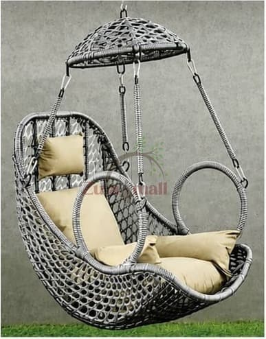 PVC Cane Swing With Beige Cushion thumbnail 2