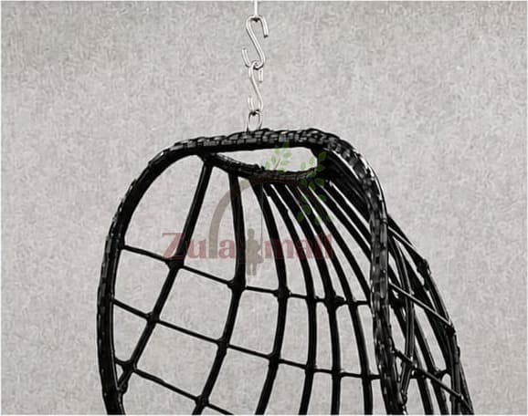 Black PVC Cane Swing With Beige Cushion thumbnail 2