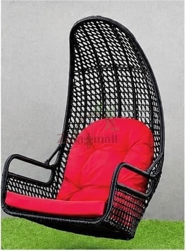Black PVC Cane Swing With Red Cushion thumbnail 2