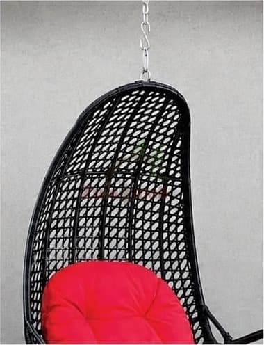 Black PVC Cane Swing With Red Cushion thumbnail 3