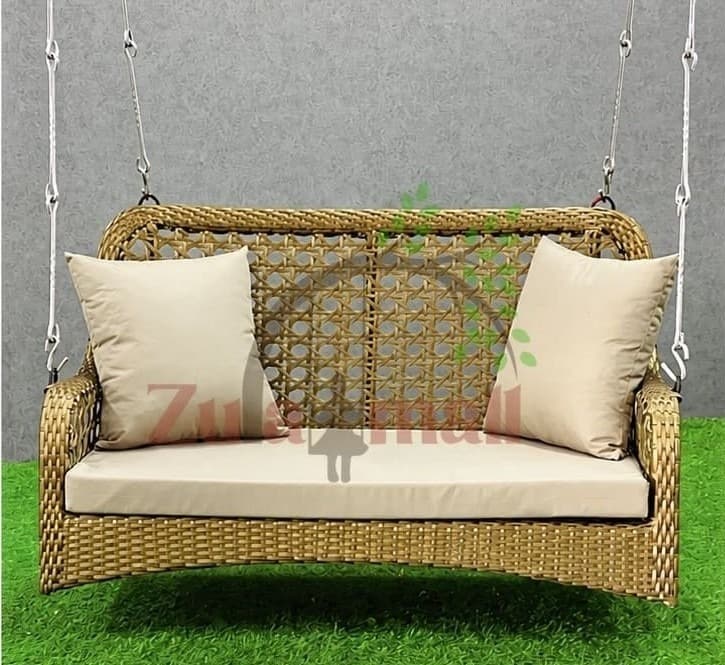 2 Seater PVC Cane Swing With Cushion