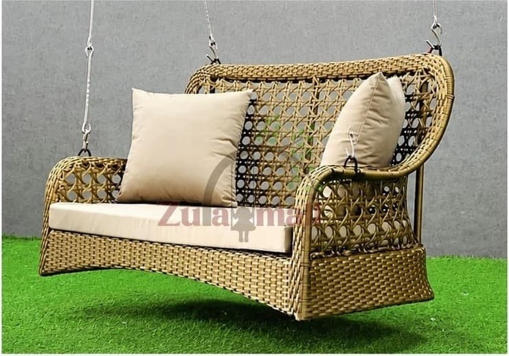 2 Seater PVC Cane Swing With Cushion thumbnail 2