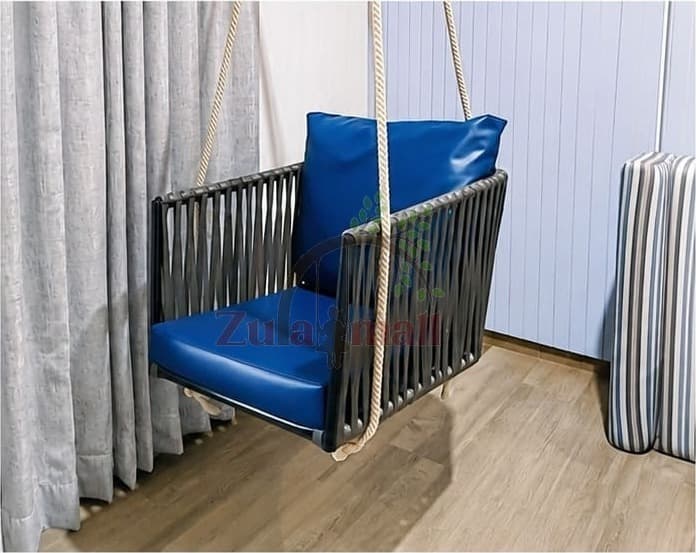Outdoor Fancy Fabric Single Seater Swing With SS Rope thumbnail 2