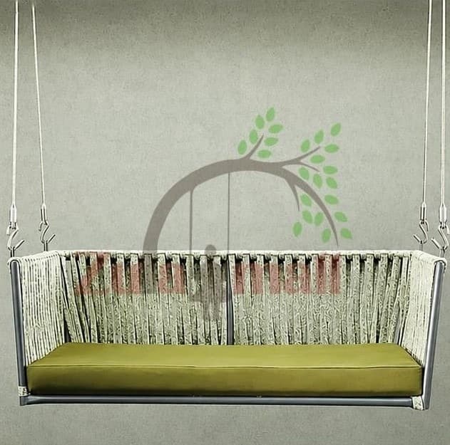 Outdoor Stylish Fabric Two Seater Swing With SS Rope thumbnail 2