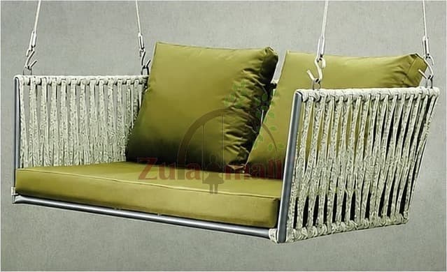 Outdoor Stylish Fabric Two Seater Swing With SS Rope