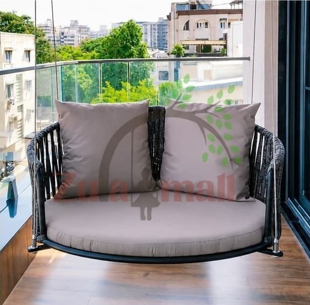 Outdoor Modern Fabric Two Seater Swing With SS Rope