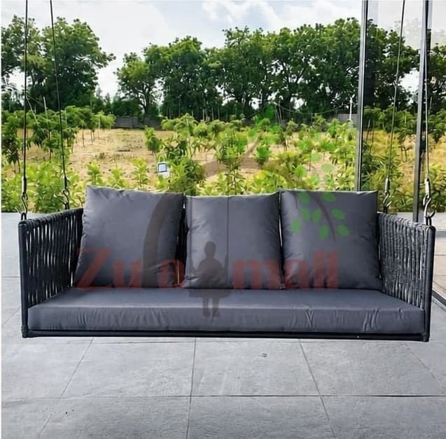 Outdoor Fabric Three Seater Swing With SS Rope